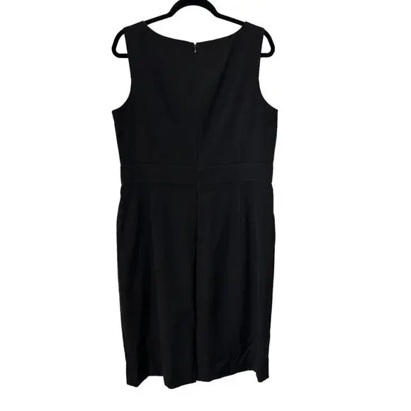Ann Taylor Dress Womens Size 14 Black Sleeveless Zippered Back Slit Sheath - Picture 4 of 13